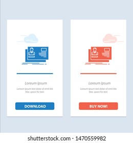 Id, User, Identity, Card, Invitation  Blue and Red Download and Buy Now web Widget Card Template. Vector Icon Template background