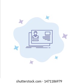 Id, User, Identity, Card, Invitation Blue Icon on Abstract Cloud Background. Vector Icon Template background