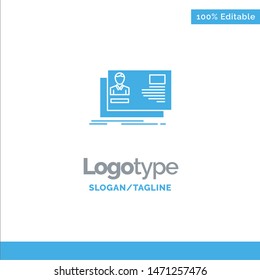 Id, User, Identity, Card, Invitation Blue Solid Logo Template. Place for Tagline. Vector Icon Template background