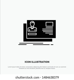 Id, User, Identity, Card, Invitation solid Glyph Icon vector. Vector Icon Template background