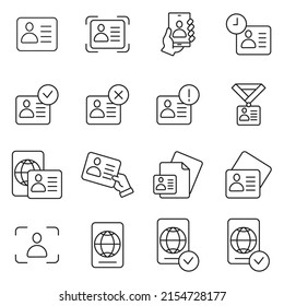 ID And Verification Icons Set . ID And Verification Pack Symbol Vector Elements For Infographic Web