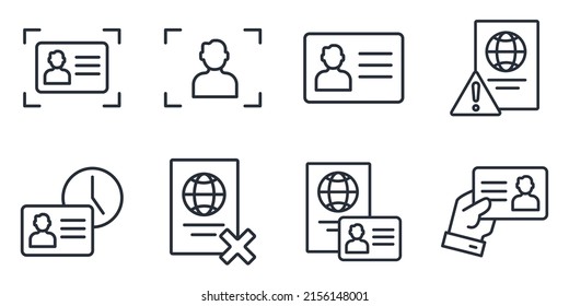 Iconos de identificación y verificación establecidos. Símbolo de paquete de identificación y verificación elementos vectores para web de infografía