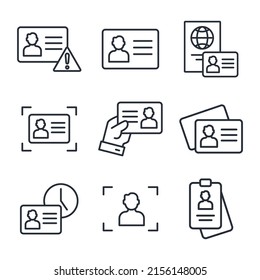 Iconos de identificación y verificación establecidos. Símbolo de paquete de identificación y verificación elementos vectores para web de infografía