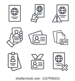 ID and Verification icons set . ID and Verification pack symbol vector elements for infographic web