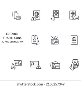 Iconos de identificación y verificación establecidos. Símbolo de paquete de identificación y verificación elementos vectores para web de infografía