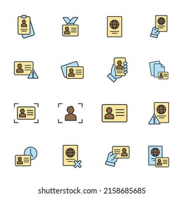 Iconos de identificación y verificación establecidos. Símbolo de paquete de identificación y verificación elementos vectores para web de infografía