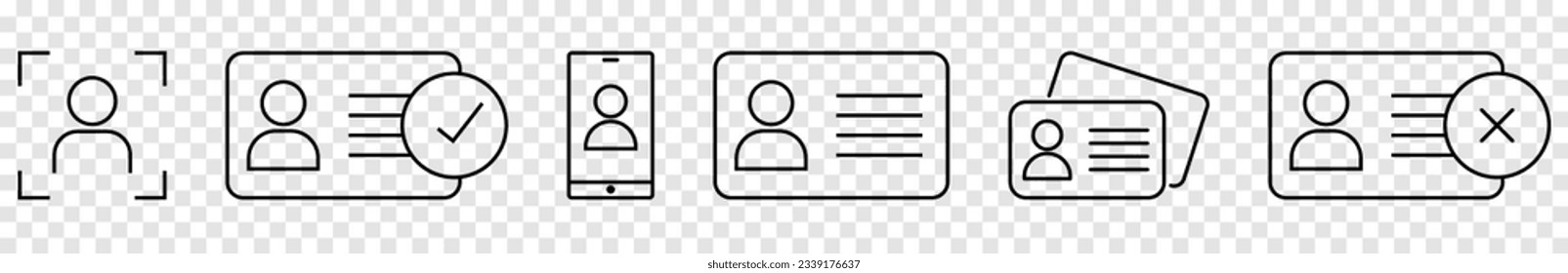 ID and verification icons set. Vector illustration isolated on transparent background