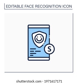 Id verification services line icon. Mobile application. Biometric data verification.Cyber protection.Identity detection concept. Isolated vector illustration.Editable stroke