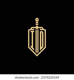 ID vintage shield and sword initial logo in high quality professional design that will print well across any print media