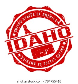 Idaho America Original Stamp Design Vector Art Tourism Souvenir Round.