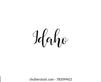  Idaho. American state. Lettering. Modern calligraphy. Hand drawn vector illustration.  element for flyers, banner, postcards and posters. 