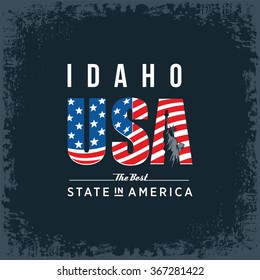 Idaho best state in America, black, vintage vector illustration