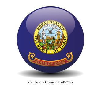 Idaho circle button flag background texture. Vector illustration.