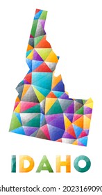 Idaho - colorful low poly US state shape. Multicolor geometric triangles. Modern trendy design. Vector illustration.