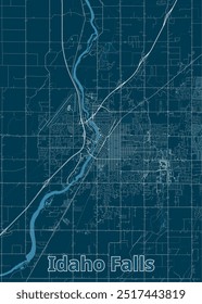 Idaho Falls, Idaho, United States artistic blueprint map poster