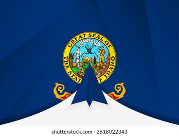 Idaho Flag with Abstract Paper Airplane Design, National Flag in a geometric folded paper style. Vector illustration.