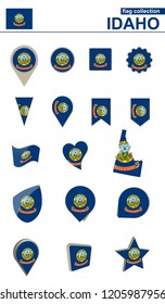 Idaho Flag Collection. Big set for design. Vector Illustration.