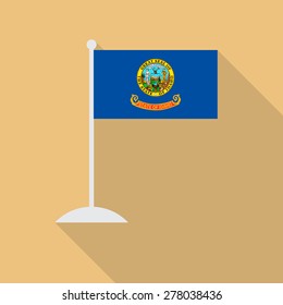 Idaho flag with flagpole flat icon with long shadow. Vector illustration EPS10