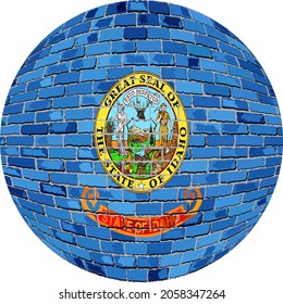 Idaho flag in globe form - Illustration, 
Idaho flag sphere in brick style