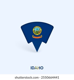 Idaho Flag Map Pointer Design with Shadow. Vector illustrator.