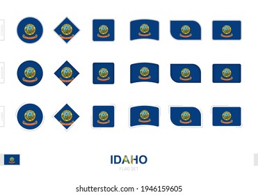 Idaho flag set, simple flags of Idaho with three different effects. Vector illustration.