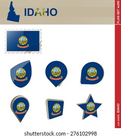 Idaho Flag Set, US state, Flag Set #250. Vector.