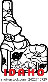 Idaho in flower pattern illustration vector
