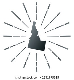 Idaho sorgte für einen Sonnenbrand. Karte des uns Zustands mit bunten Sternchen. Idaho Illustration in Digital, Technologie, Internet, Netzwerkstil. Vektorgrafik.