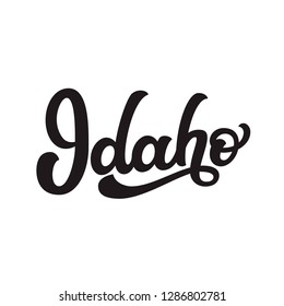 Idaho. Hand Drawn US State Name Isolated On White Background. Modern Calligraphy For Posters, Cards, T Shirts, Souvenirs, Stickers. Vector Lettering Typography