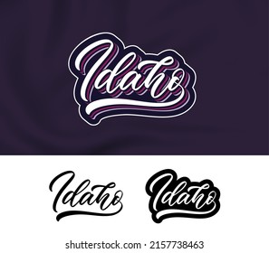 Idaho, hand lettering design for printing on clothes. Vector slogan for t-shirt. Modern typography design.