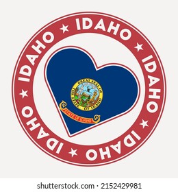 Idaho heart flag badge. From Idaho with love logo. Support the US state flag stamp. Vector illustration.
