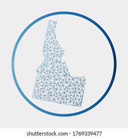 Idaho icon. Network map of the US state. Round Idaho sign with gradient ring. Technology, internet, network, telecommunication concept. Vector illustration.