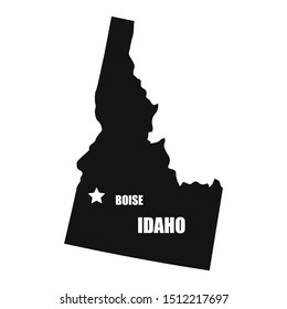 Idaho map in black on a white background