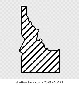 Idaho Map Black, State Border | United States | US America | Transparent Isolated | Variations Idaho. Outline map Idaho state isolated on a white background, USA map. Vector