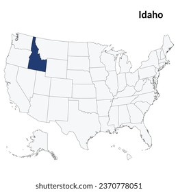 Idaho Map. Map of Idaho in blue. USA map