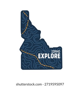 Mapa de Idaho Explore com Mapa Topográfico Perfeito para Impressão, Vestuário, etc