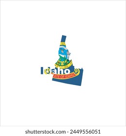 Idaho map and its flag colors design on white background