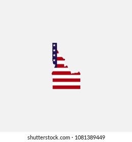 Idaho map and flag Vector Illustration