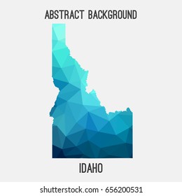 Idaho map in geometric polygonal,mosaic style in cold shades.Abstract tessellation,modern design background,low poly. Vector illustration.