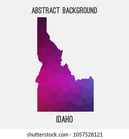Idaho map in geometric polygonal,mosaic style.Abstract tessellation,modern design background,low poly. Geometric cover, mockup. Vector illustration.
