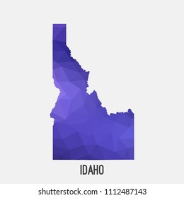 Idaho map in geometric polygonal,mosaic style.Abstract tessellation,modern design background,low poly. Geometric cover, mockup. Vector illustration.
