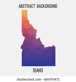 Idaho map in geometric polygonal,mosaic style.Abstract tessellation,modern design background,low poly. Vector illustration.