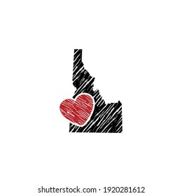 Design-Vorlage für Idaho-Karte und Herz-Logo 2002
