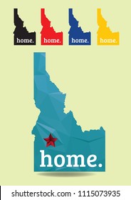 idaho map with home, vector eps 10.