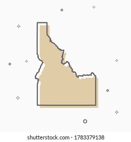 Idaho map icon Memphis style state map thin line style.  infographic icon map with small thin line geometric figures.  Vector illustration linear modern concept