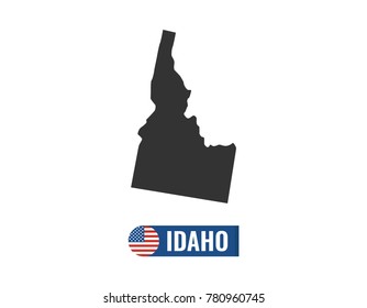 Idaho map isolated on white background silhouette. Idaho USA state. American flag. Vector illustration.