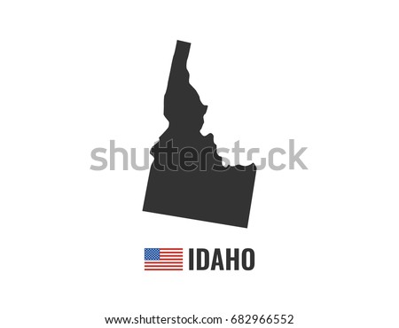 Idaho map isolated on white background silhouette. Idaho USA state. American flag. Vector illustration.
