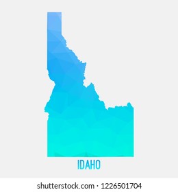 Idaho map low poly geometric polygonal,mosaic style,abstract tessellation,modern design background. Geometric cover, mockup. Vector illustration EPS10.