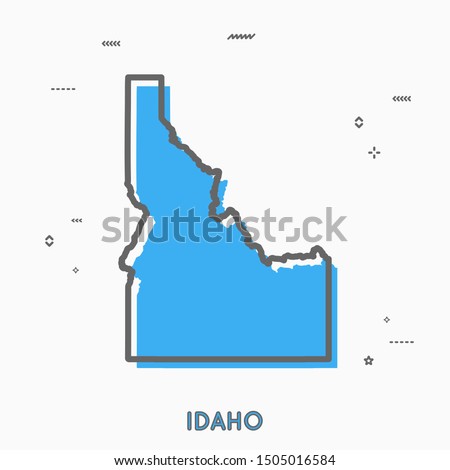 Idaho map Memphis style thin line vector. Idaho infographic map icon with small thin line geometric figures. Idaho state. Vector illustration linear modern concept