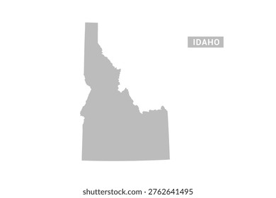 Idaho map - Minimal Flat Vector Illustration in Black and Gray, Isolated on White Background, Ideal for Infographics, Educational Use, Reports, and Presentations.